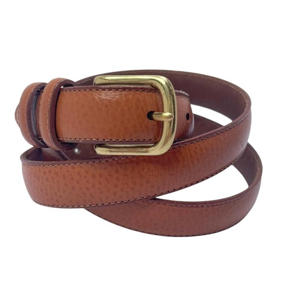 VTG Split Cowhide Leather Belt Brass Buckle Made in‎ USA Christopher Hayes Sz 38